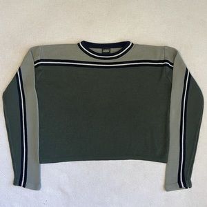 Left Coast Green Cropped Knitted CrewNeck